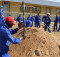 KAYEC trainees preparing the ground for new construction at Faith Primary School in Katutura, 4 February.